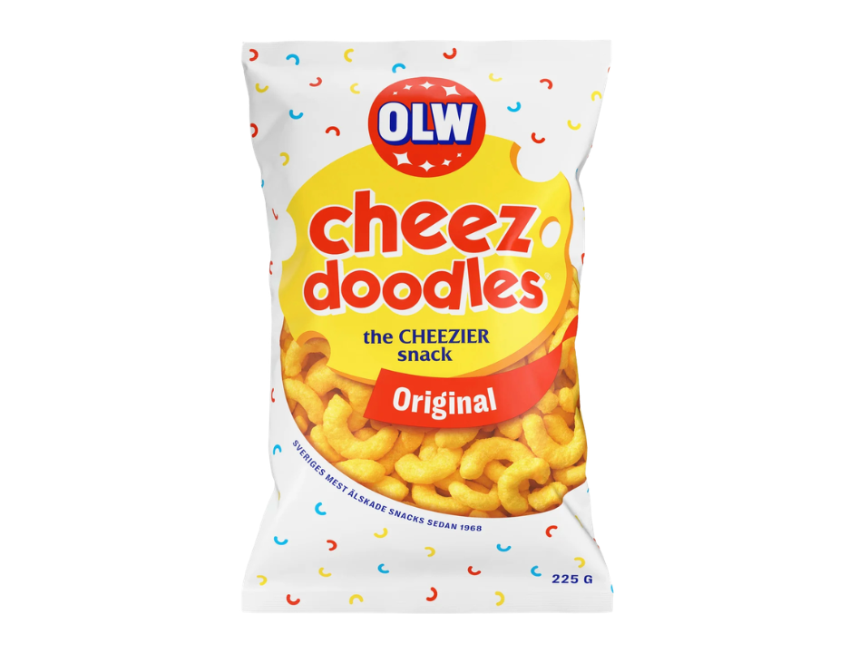 3 Bags of OLW Cheez Doodles 225g (7.93 oz) – Authentic Swedish Cheese Puffs