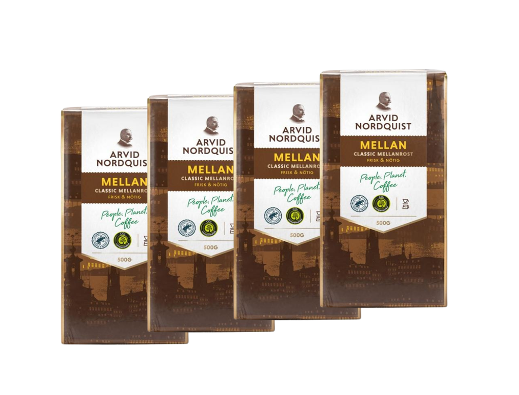 4 Packs of Arvid Nordquist Coffee Medium Roast, Mellanbrygg 500g (17.63oz), Swedish coffee, Scandinavian coffee