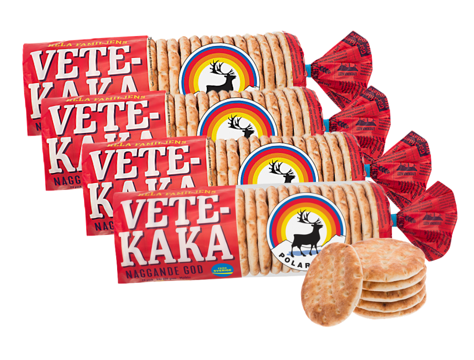 Polarbröd Vetekaka 4 × 24 pcs (4 × 900g / 4 × 31.74 oz) – Authentic Swedish Soft Wheat Flatbread