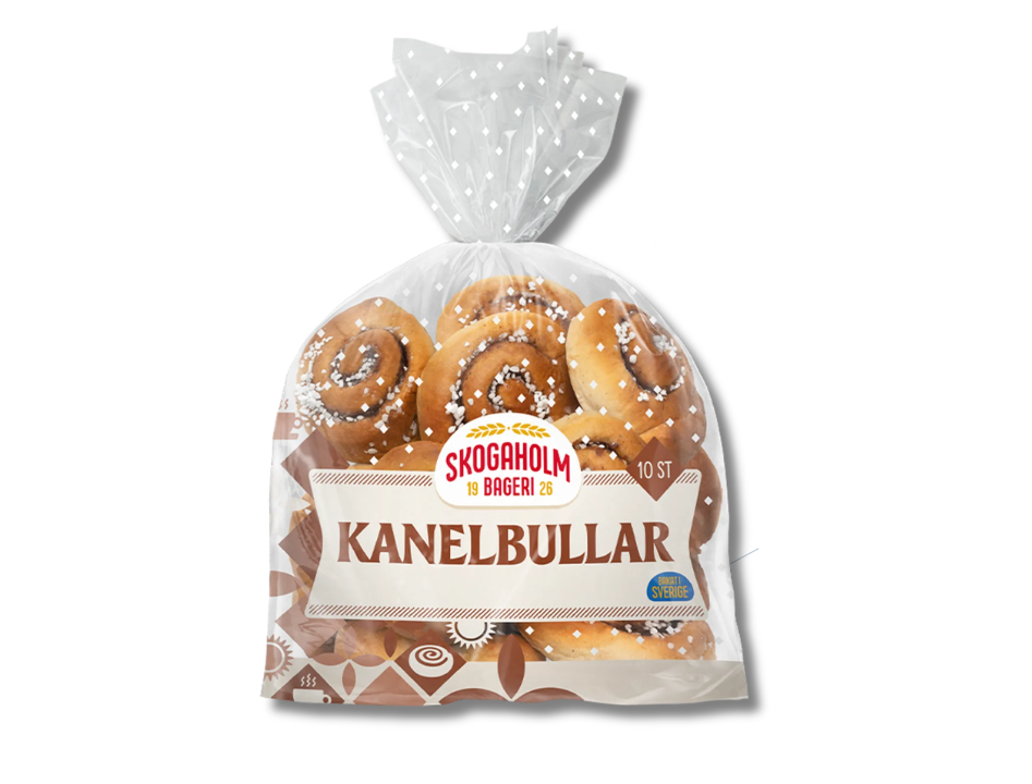 Skogaholm Kanelbullar – Traditional Swedish Cinnamon Buns (10 pcs per bag, 450g / 15.87oz)