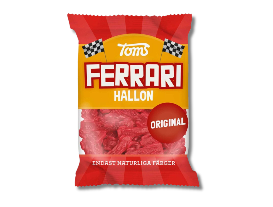 3 x Toms Ferrari Bilar Original 130g (4.58 oz) – Authentic Swedish Car-Shaped Fruit Gummies