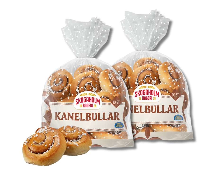 2 Bags of Skogaholm Kanelbullar – Traditional Swedish Cinnamon Buns (10 pcs per bag, 450g / 15.87oz)