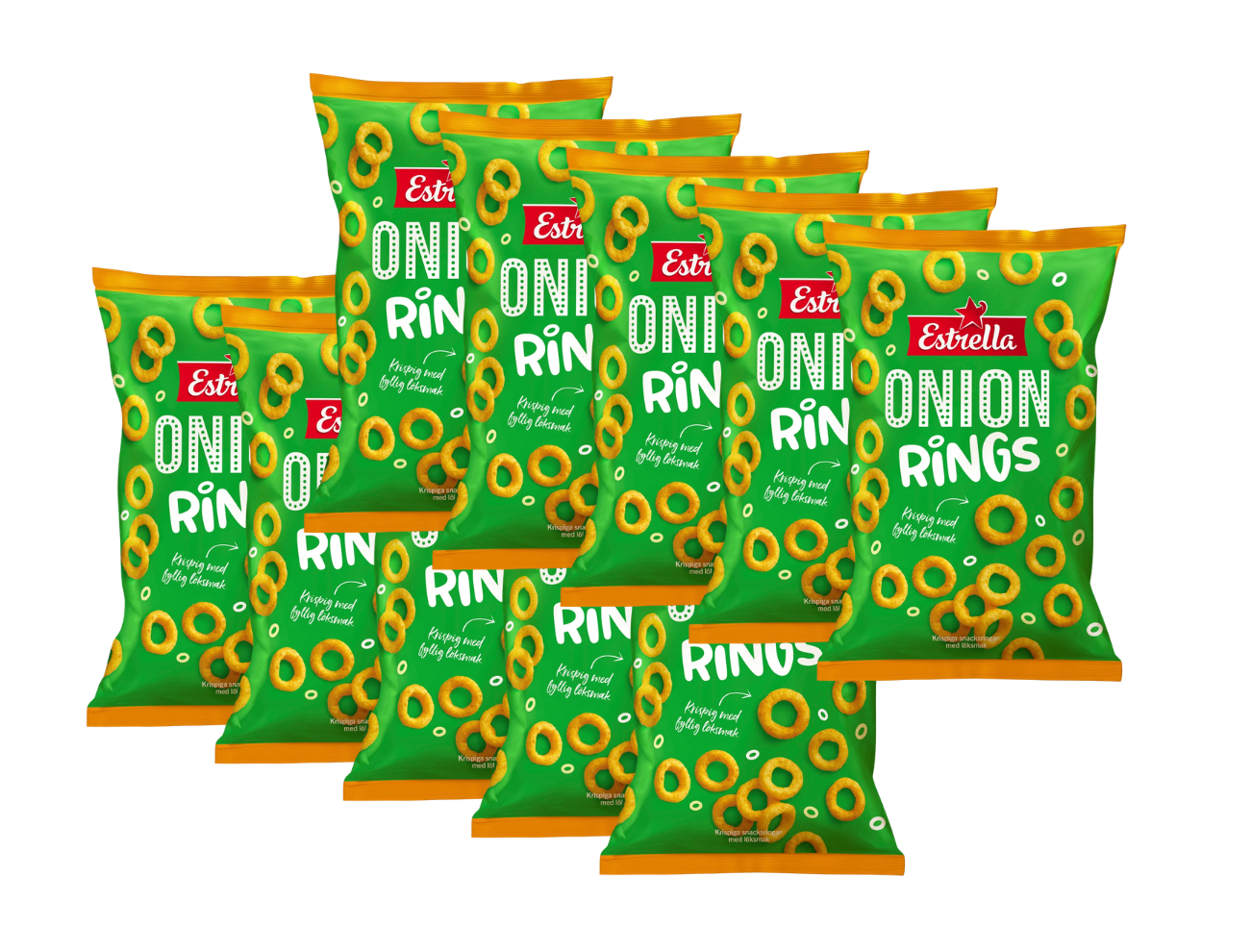 Estrella Onion Rings 10 × 200g (10 × 7.05 oz) – Authentic Swedish Crispy Onion-Flavored Corn Snacks