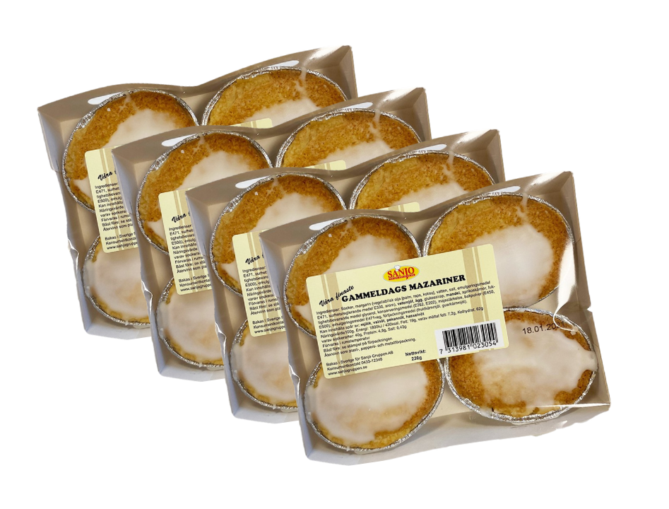 Sanjo Gammeldags Mazariner 4 × 220g (4 × 7.76 oz) – Authentic Swedish Traditional Almond Pastries