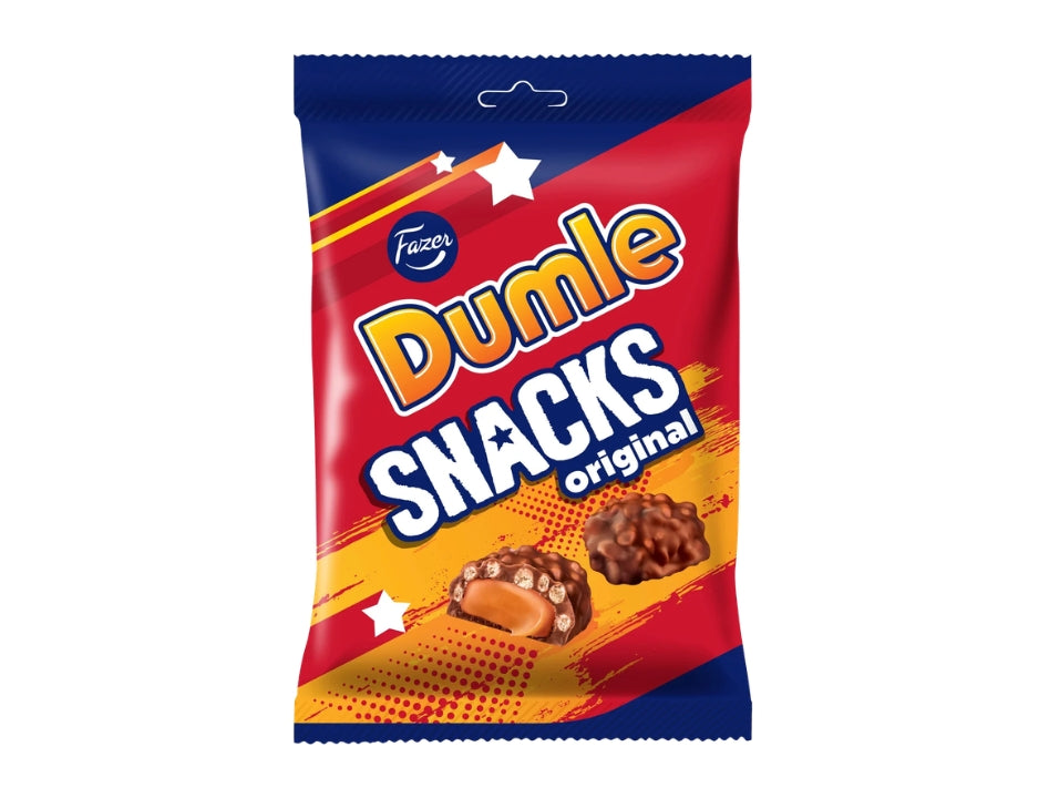 Fazer Dumle Snacks Original 160g (5.64 oz) – Finnish Milk Chocolate, Caramel &amp; Crispy Rice Bites