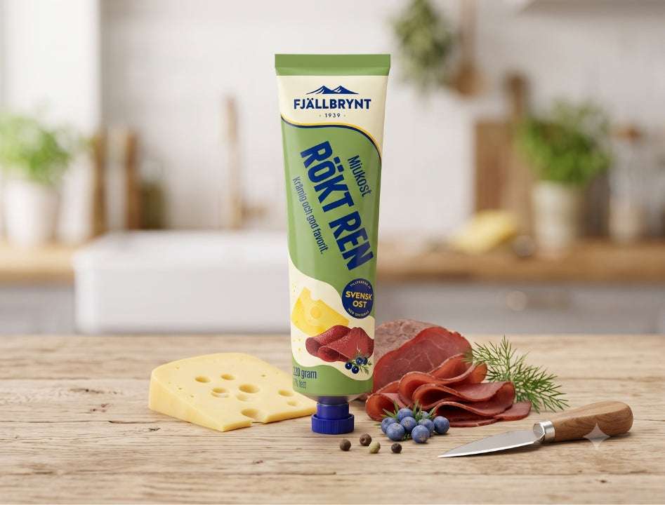 Fjällbrynt Mjukost Rökt Ren 250g (8.81 oz) – Swedish Creamy Cheese Spread with Smoked Reindeer