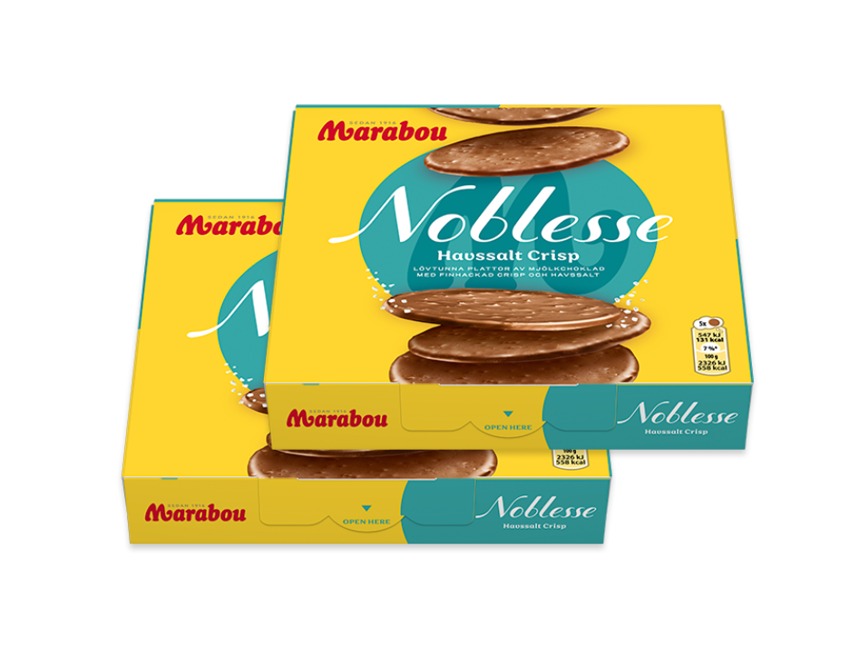 2 Boxes of Marabou Noblesse Havssalt (sea salt) Crisp 150g (5.29 Oz) Swedish Milk Chocolate with sea salt, swedish chocolate, milk chocolate
