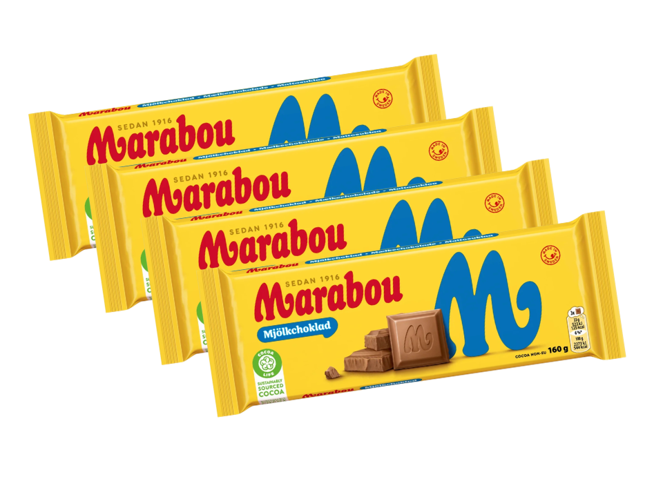 4 Bars of Marabou Milk Chocolate 160g (5.64 oz) – Authentic Swedish Creamy Milk Chocolate