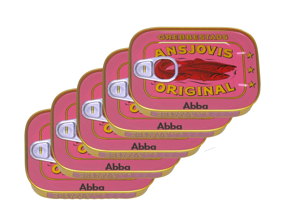 5 Cans Grebbestads Ansjovis Original Abba, 125g (4.40oz) – Swedish Anchovy Delicacy
