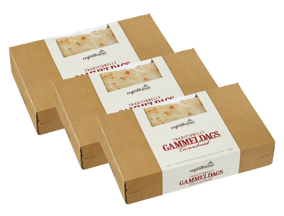 3 Packs of Mjälloms Tunnbröd Gammeldags – The Original 320g (11.28 oz) – Authentic Swedish Traditional Crisp Flatbread