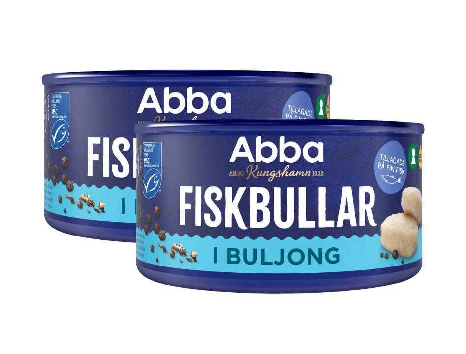 2 Cans of Abba Fiskbullar i Buljong 375g (13.23 oz) – Authentic Swedish Fish Balls in Broth
