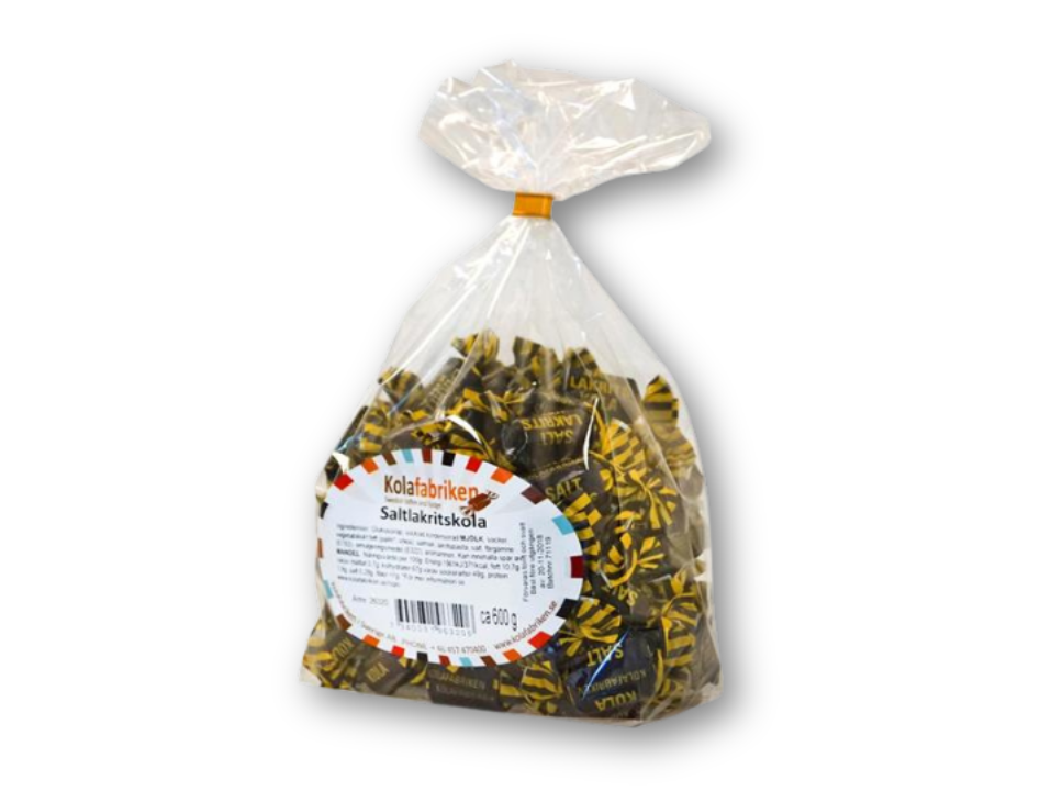 Kolafabriken Saltlakritskola 600g (21.16oz) - Swedish Salt Licorice Toffee