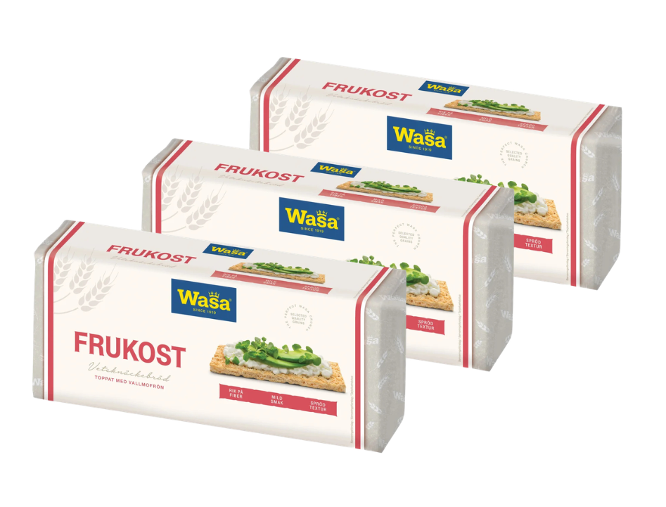 3 Packs of Wasa Frukost Crispbread 480g (16.93 oz) – Authentic Swedish Light Breakfast Crispbread