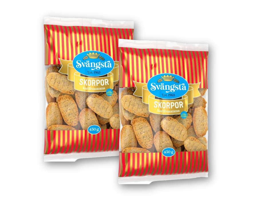 Svängsta Skorpor Kardemumma 2 × 450g (2 × 15.87 oz) – Traditional Swedish Cardamom Rusks