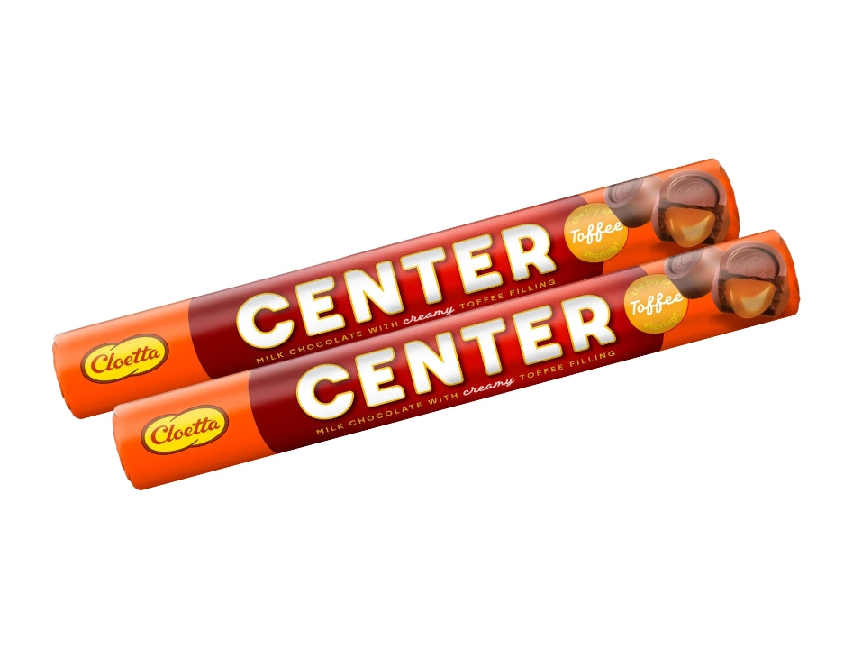 2 x Cloetta Center Original Chocolate Roll 78g (2.75 oz) – Swedish Milk Chocolate with Soft Caramel Filling