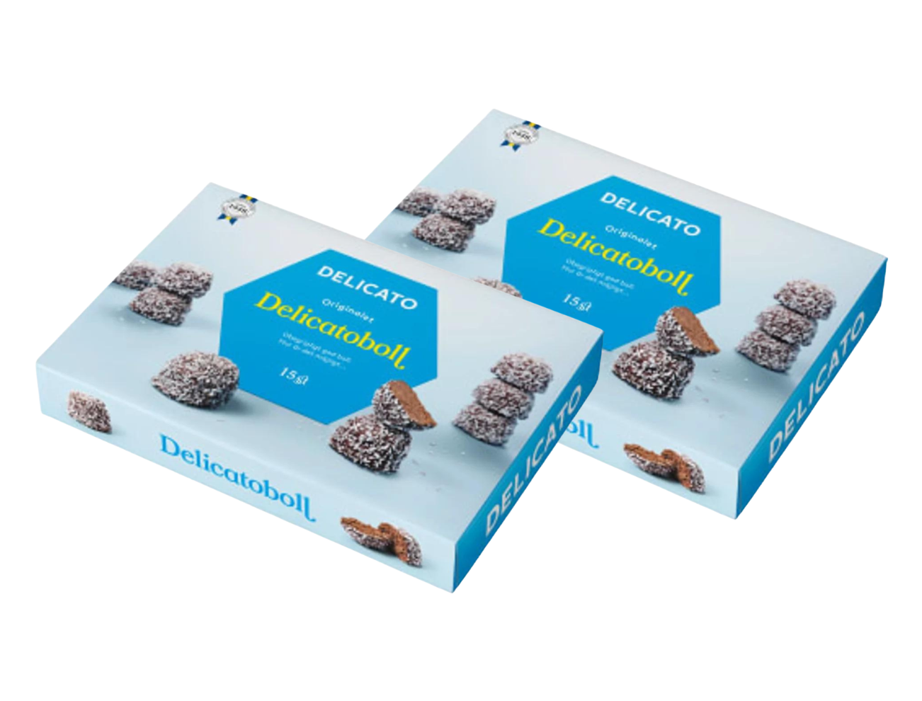 Delicato Delicatobollar 2 × 600g (2 × 21.16 oz) – 30 Swedish Chocolate Coconut Balls – Classic Fika Treat