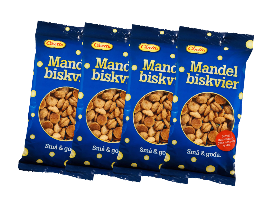 4 Bags of Cloetta Mandelbiskvier Almond Macaroons 150g (5.29 oz) – Authentic Swedish Almond Biscuits
