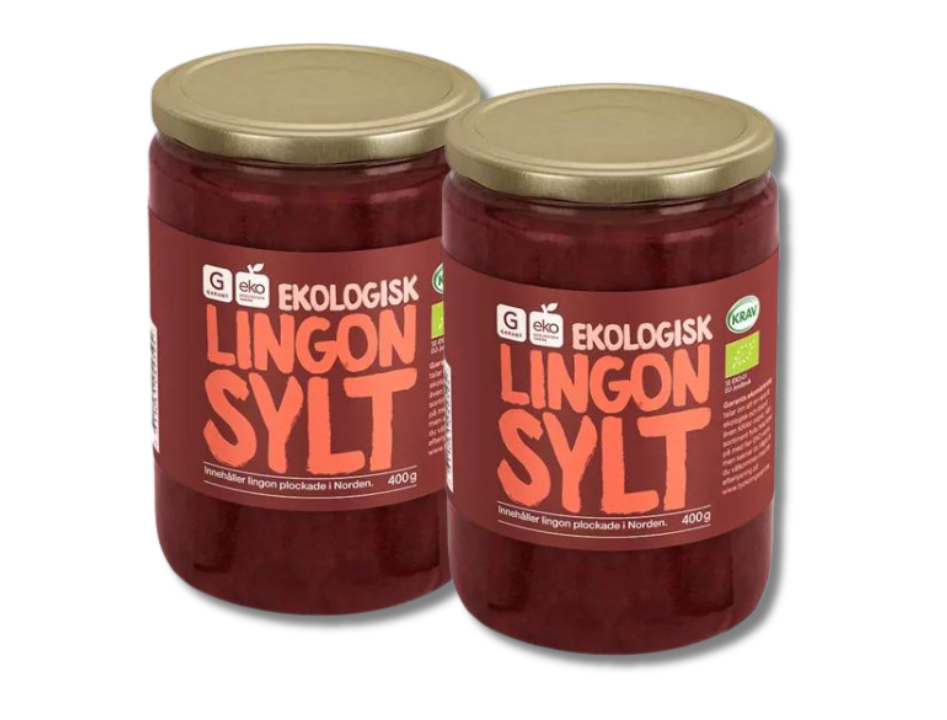 2 Jars of Garant Organic Lingonberry Jam 400g (14.10 oz) – Organic Swedish Lingonberry Preserve – Authentic Scandinavian Flavor