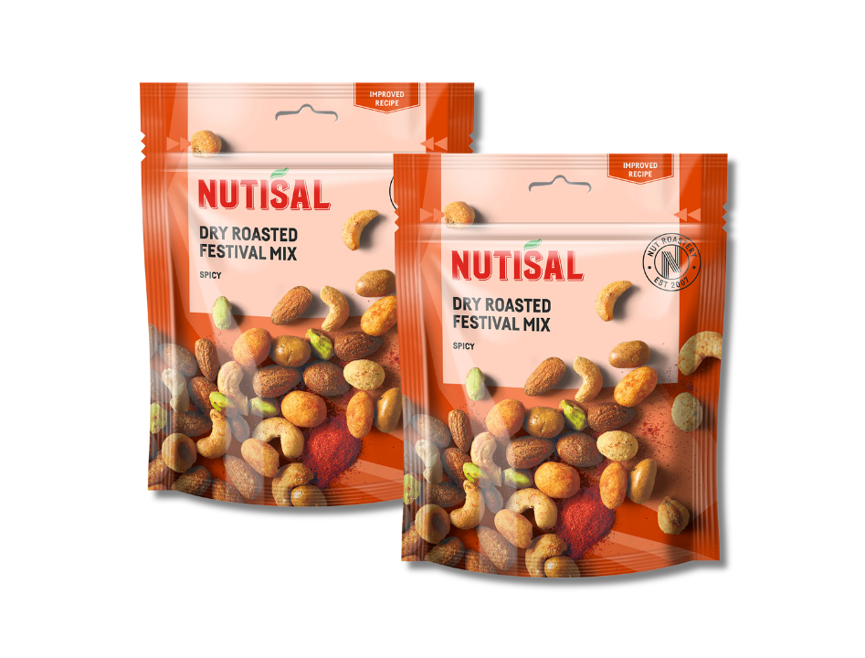 2 Packs of Nutisal Dry Roasted Festival Mix 175g (6.17 oz) – Premium Swedish Mixed Nuts with Savory Seasoning