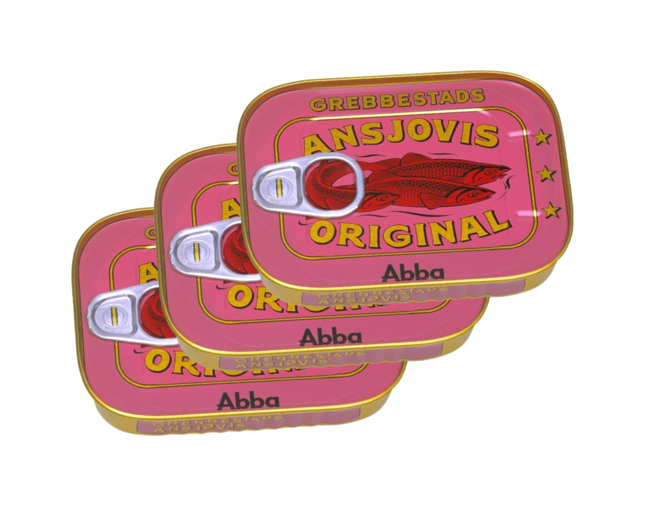 3 Cans Grebbestads Ansjovis Original Abba, 125g (4.40oz) – Swedish Anchovy Delicacy