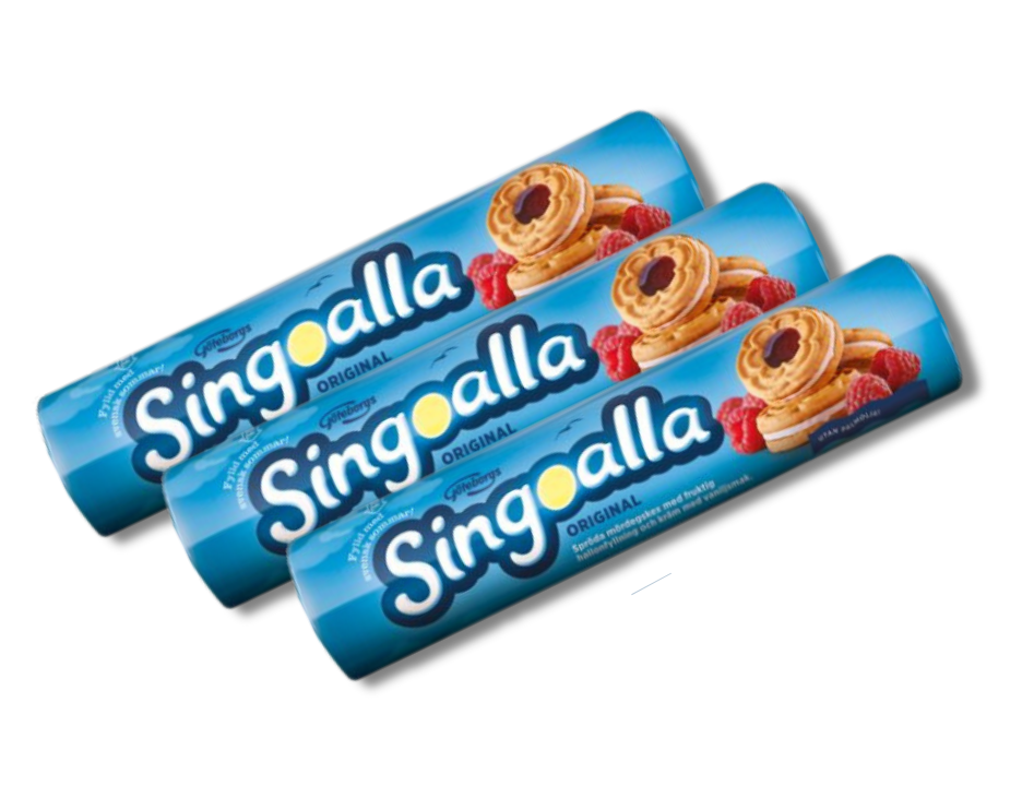 3 Packs of Göteborgskex Singoalla Original Raspberry Cookies 190g (6.70 oz) – Authentic Swedish Raspberry-Filled Biscuits