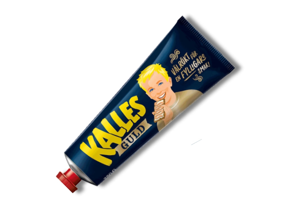 Kalles Kaviar Guld 250g tube – Extra smoky Swedish cod roe spread, smoked 7x longer than Kalles Original, made in Sweden
