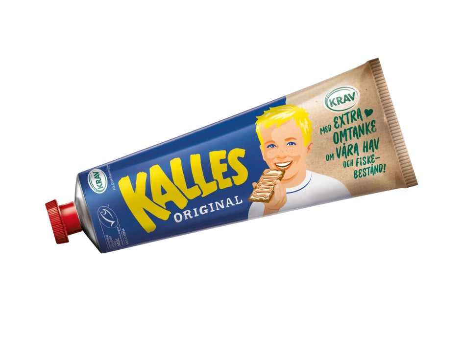 Kalles Kaviar KRAV 250g tube – Swedish KRAV-certified organic lightly smoked cod roe spread, MSC-certified sustainable
