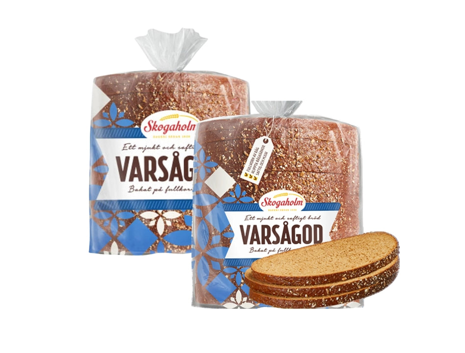 2 x Skogaholm Varsågod Sliced Bread 715g (25.22 oz) – Authentic Swedish Whole Grain Bread
