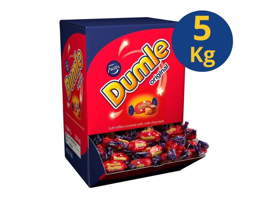Fazer Dumle Original Chocolate Toffee 5kg (176.37 oz) – Includes Original Commercial Box – Finnish Milk Chocolate & Soft Caramel Candy