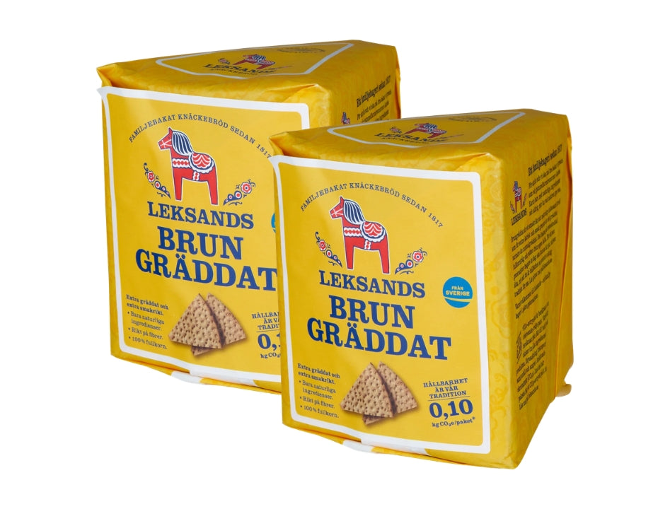 Leksands Brungräddat Knäckebröd Trekant 2 × 200g (2 × 7.05 oz) – Authentic Swedish Dark-Baked Triangle Rye Crispbread