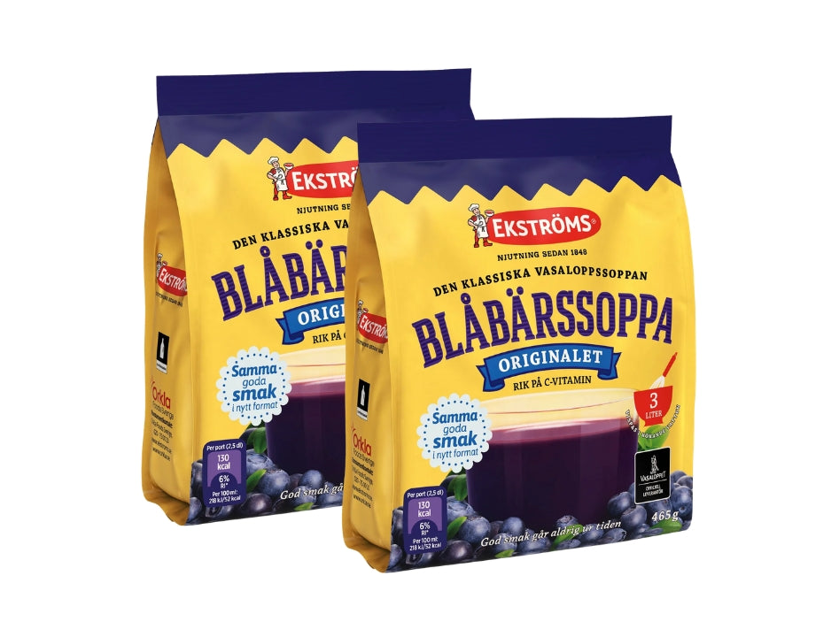 Ekströms Blåbärssoppa 2 × 465g (2 × 16.4 oz) – Authentic Swedish Blueberry Soup Mix