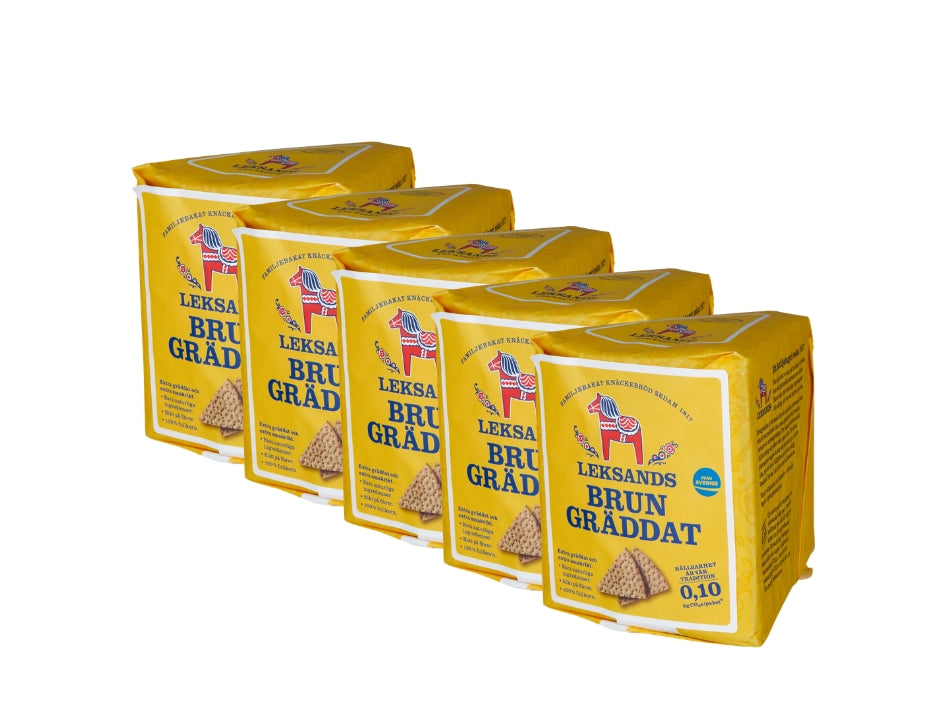 Leksands Brungräddat Knäckebröd Trekant 5 × 200g (5 × 7.05 oz) – Authentic Swedish Dark-Baked Triangle Rye Crispbread