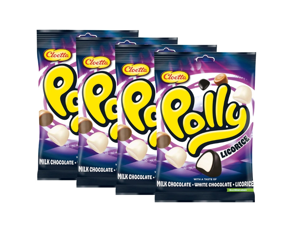 Cloetta Polly Licorice 4 × 150g (4 × 5.29 oz) – Authentic Swedish Chocolate-Coated Licorice Candy