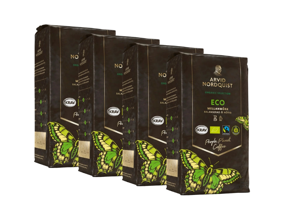 Arvid Nordquist Selection Eco Ground Coffee 4 × 450g (4 × 15.87 oz) – Organic KRAV & Fairtrade Certified Swedish Coffee
