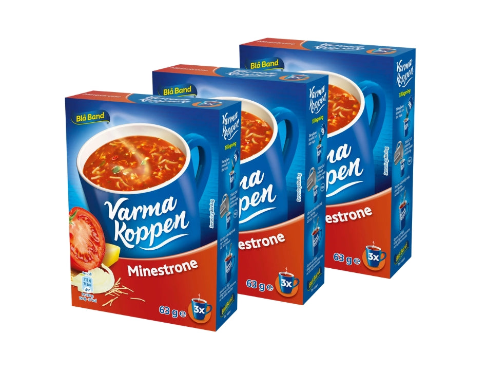 3 x Blå Band Varma Koppen Minestrone Soup Mix 63g (2.22 oz) – Authentic Swedish Instant Minestrone Soup (3 Servings)