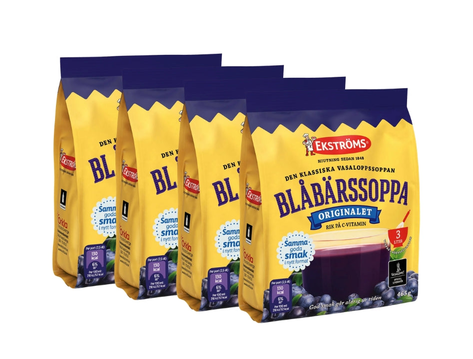 Ekströms Blåbärssoppa 4 × 465g (4 × 16.4 oz) – Authentic Swedish Blueberry Soup Mix