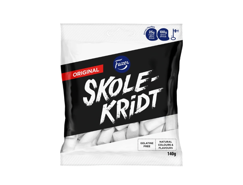 Fazer Skolkritor 140g (4.94 oz) – Authentic Swedish Liquorice Candy with Peppermint Filling