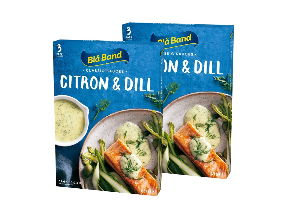 Blå Band Citron & Dillsås 2 × (3 × 2.5dl / 8.45 fl oz) – Authentic Swedish Lemon & Dill Sauce Mix