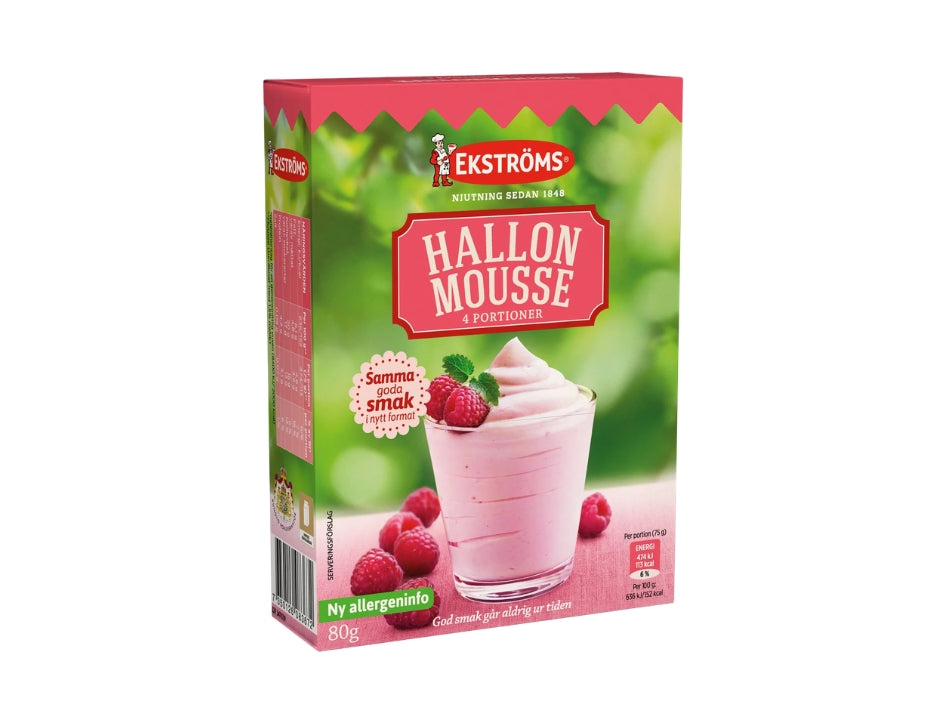 Ekströms Hallonmousse 4 Portioner 80g (2.82 oz) – Authentic Swedish Raspberry Mousse Mix