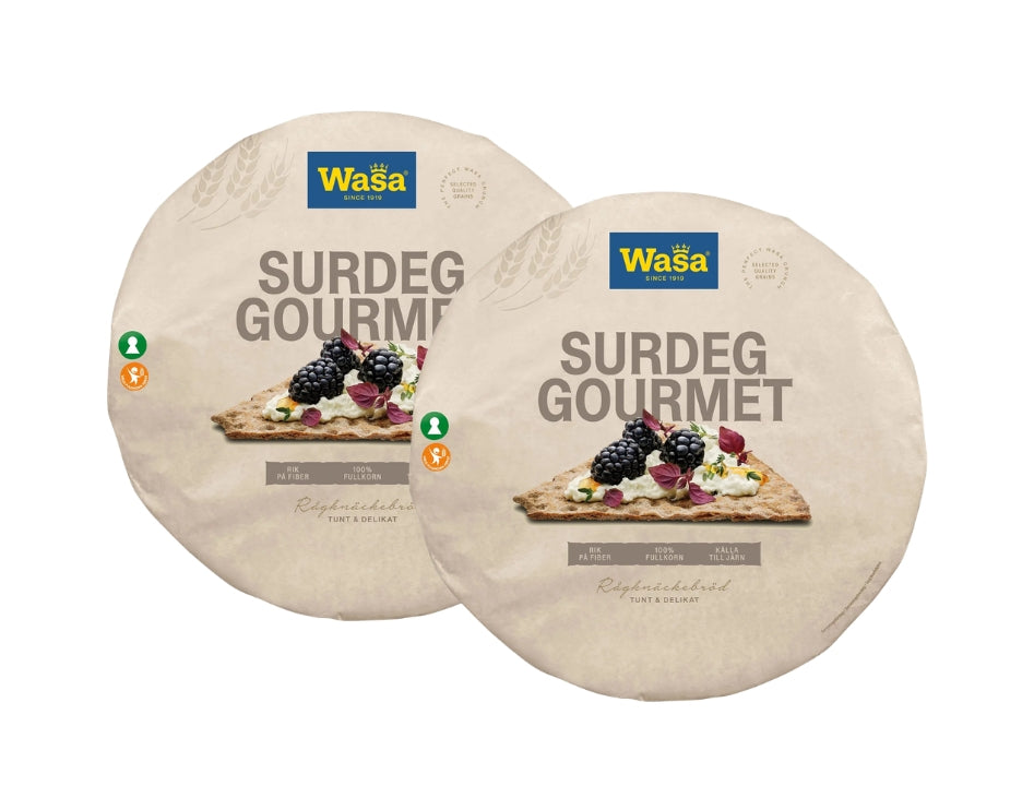 Wasa Knäckebröd Surdeg Gourmet 2 × 660g (2 × 23.28 oz) – Authentic Swedish Gourmet Sourdough Crispbread