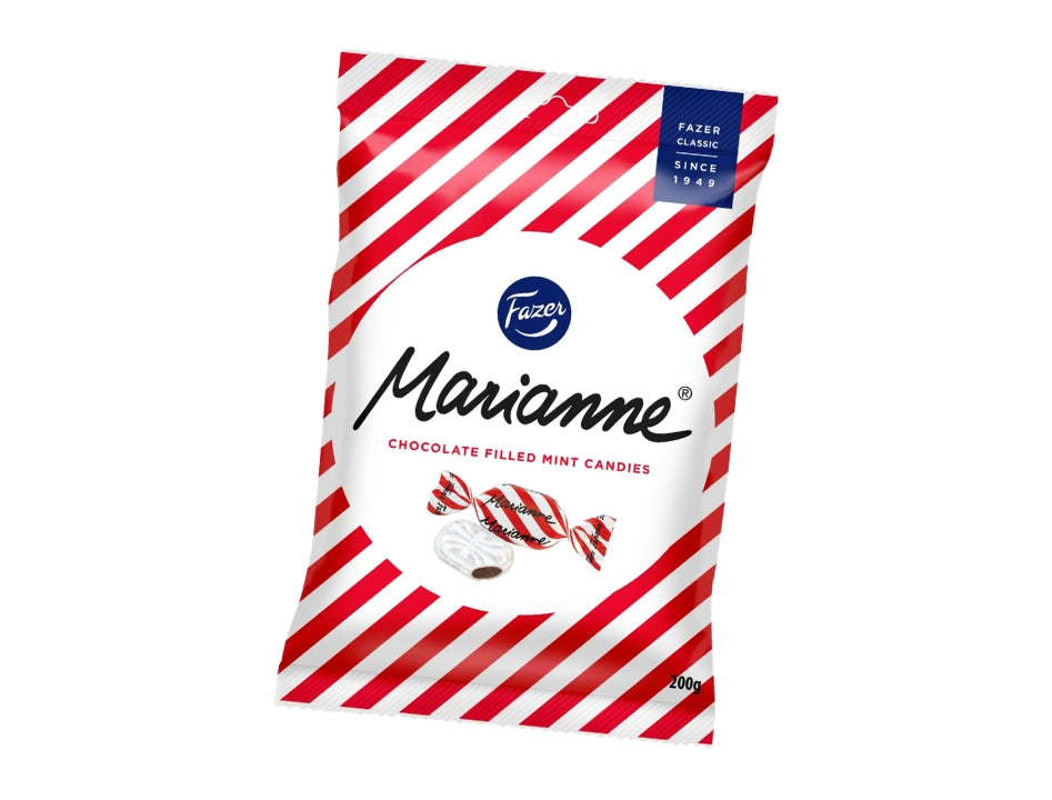 Fazer Marianne Mint Candy 200g (7.05 oz) – Vegan Finnish Peppermint Candy with Dark Chocolate Filling
