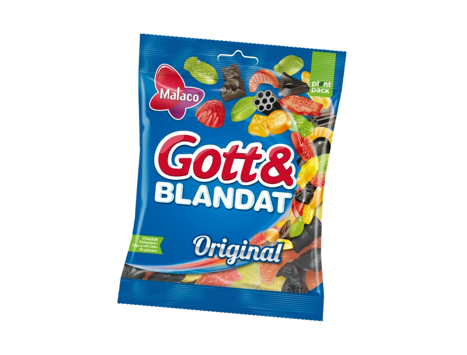 Malaco Gott & Blandat Original Candy 210g (7.41 oz) – Authentic Swedish Fruit & Licorice Gummies