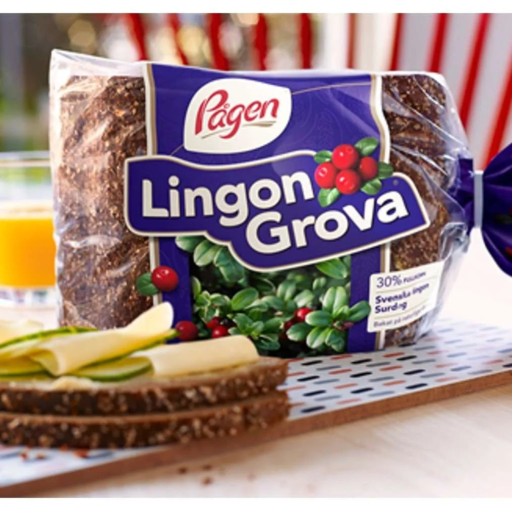 Pågen LingonGrova 2 × 500g (2 × 17.63 oz) – Authentic Swedish Whole Grain Bread with Lingonberries
