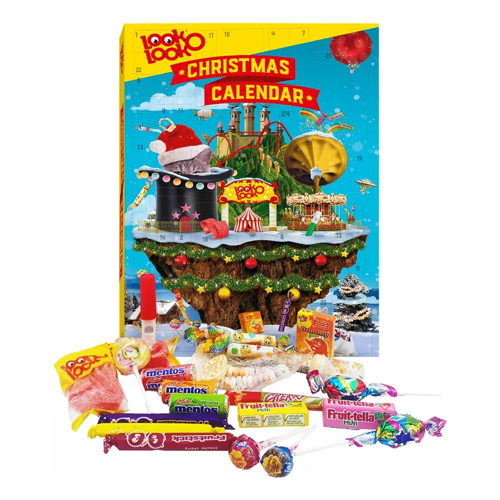 Look-O-Look Godiskalender 210g colourful candy Advent calendar with 24 sweet surprises for Christmas
