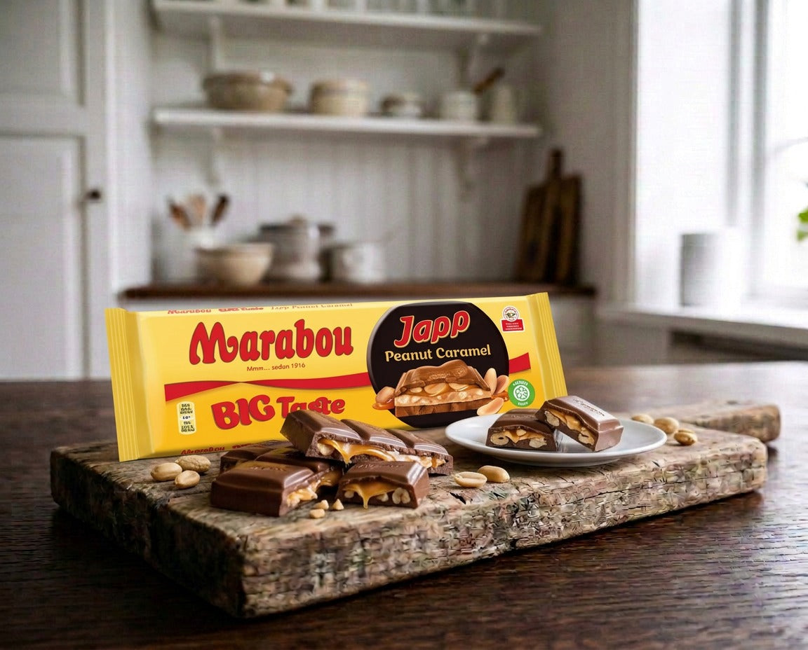 Marabou Big Taste Japp Peanut Caramel 276g Swedish milk chocolate bar with creamy peanut filling caramel peanuts and crispy rice
