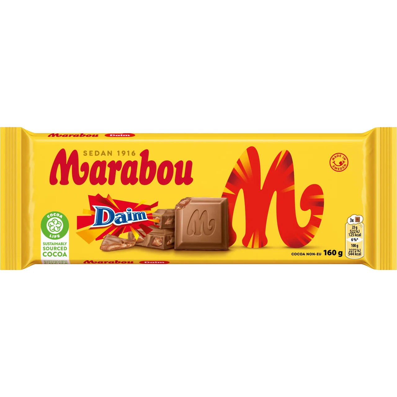 Marabou Daim 160g – Swedish milk chocolate bar with crunchy almond caramel, included in the Swedish Candy Box Medium
