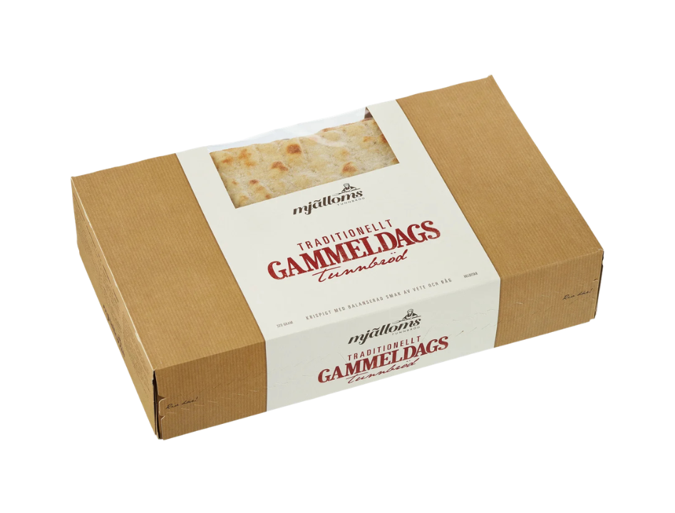 Mjälloms Gammeldags Tunnbröd 320g – traditional Swedish thin flatbread, crisp texture, made with rye and wheat, included in the Taste of Sweden Box Large

