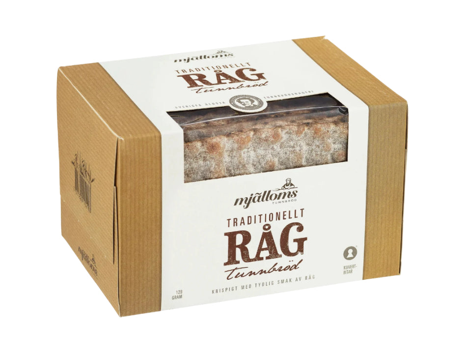 Mjälloms Rågtunnbröd 120g Swedish crisp whole grain rye thin bread with 51 percent rye and 72 percent whole grain