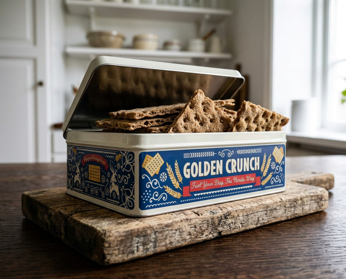 Nostalgic-Art Scandinavian Crisp Bread metal storage tin 23x16x7cm for Swedish knäckebröd and tunnbröd