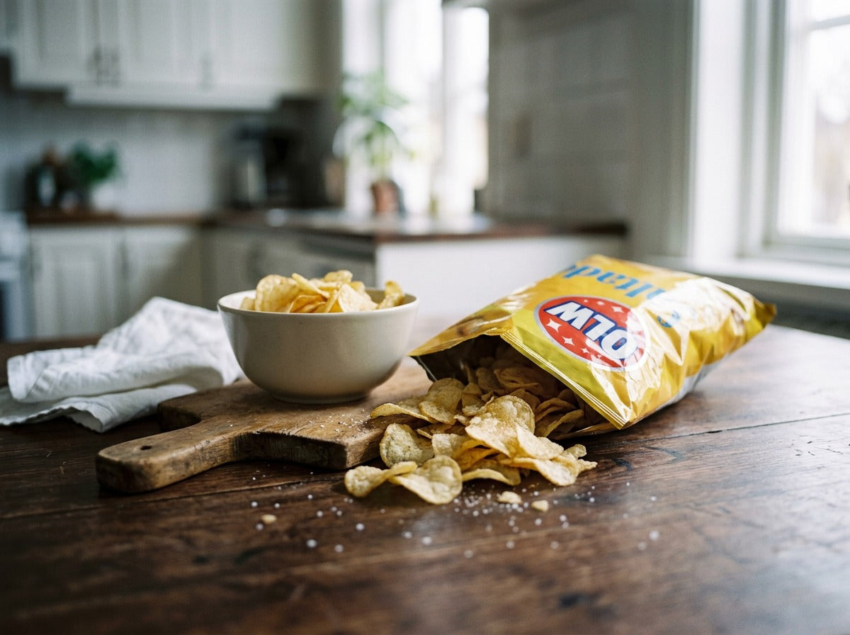 OLW Chips Lättsaltade 275g – Lightly Salted Swedish Potato Chips bag, 9.7 oz